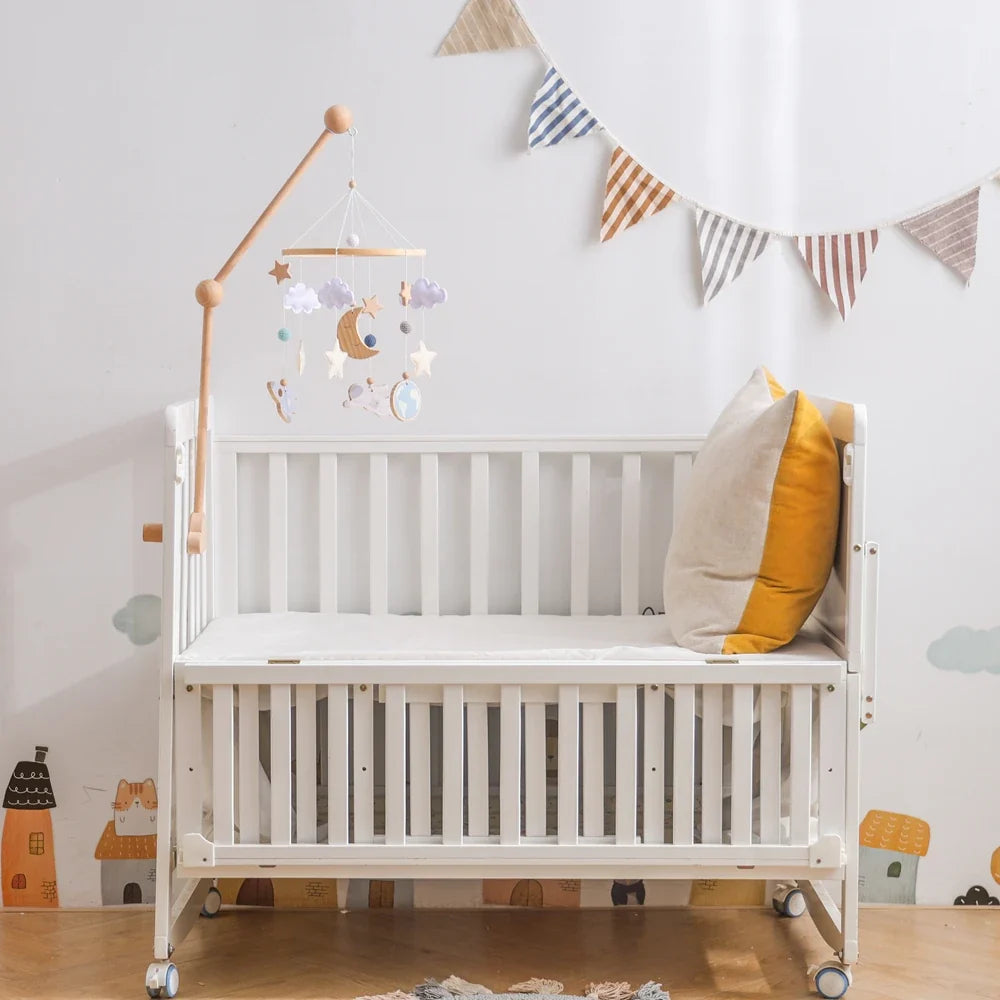 Rocket Wooden Crib Mobile Newborn Sensory Toys Soothing