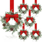 Christmas Wreaths Kit Of 6 Mini Cabinet Wreaths With Red Bows Farmhouse Holiday 2025 Artificial Sturdy Decor