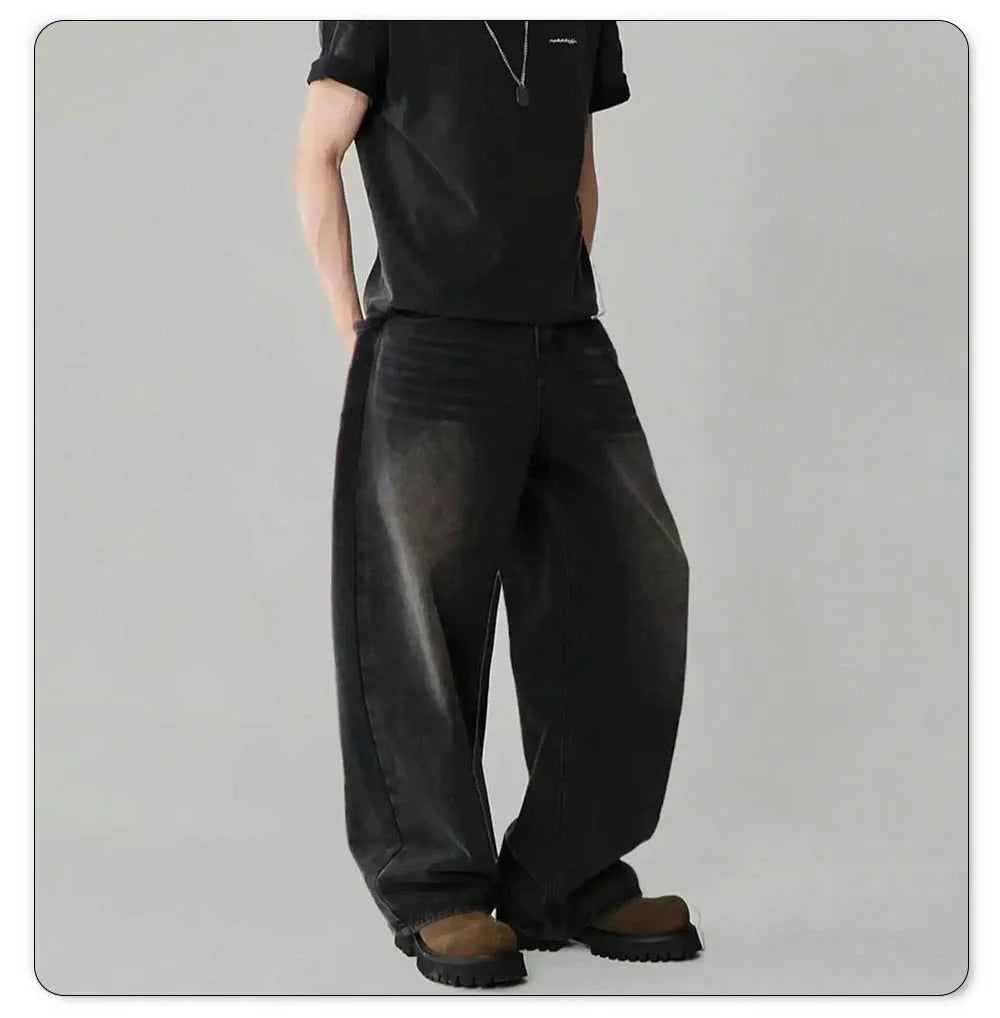 Men's Oversized Wide Leg Jeans - Baggy Straight Cotton Blend