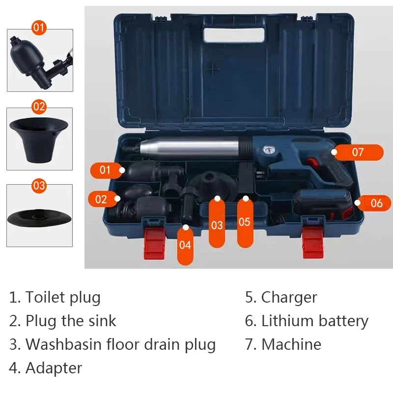 High-Pressure Air Plunger Cordless Drain Unclogging Kit For Sewer Pipes With Attachments Fall 2026 Household DIY