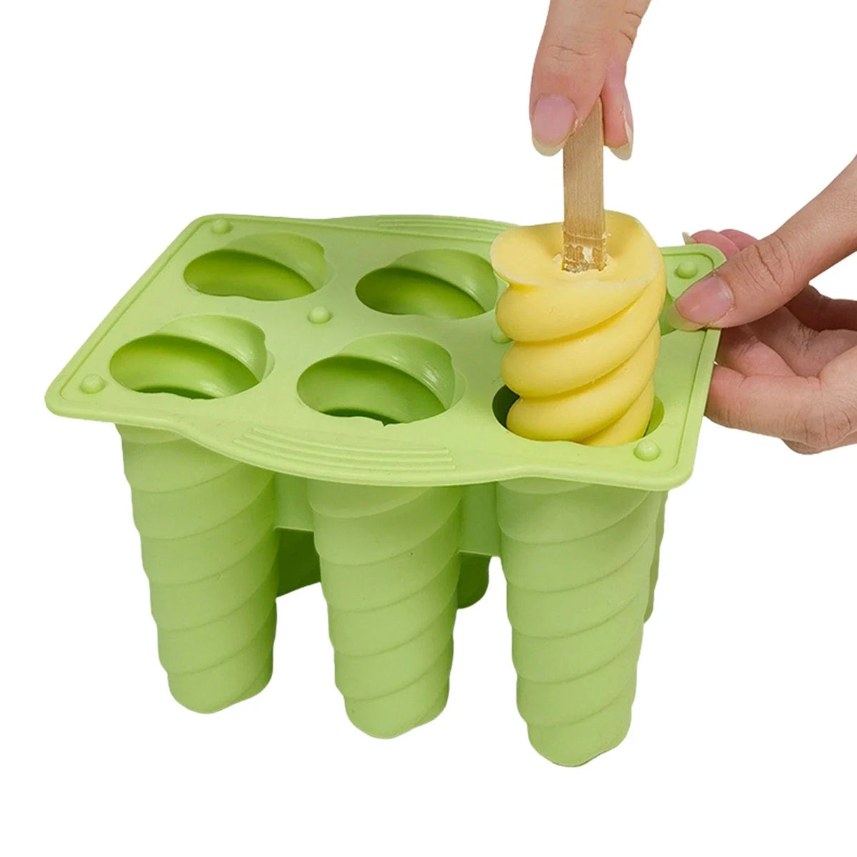 6-Hole Silicone Popsicle Molds for Homemade Ice Cream, Simple Release Ice Pop Maker with Cover and Sticks