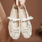 Light Women’s Ballet Flats - Mary Jane Mesh, Beaded