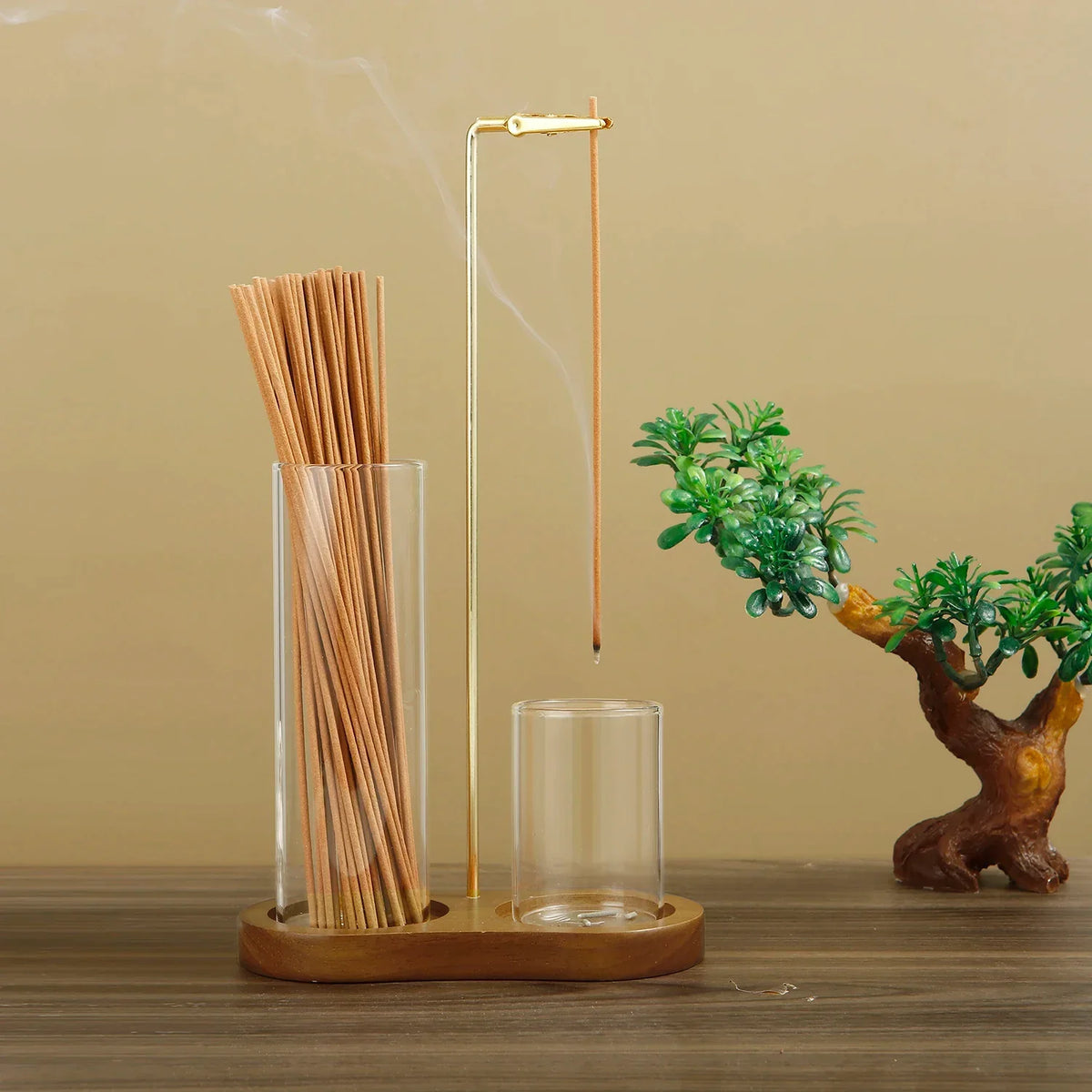 Incense Holder 2 in 1 Glass Ash Catcher Organizer Stand, Fall 2025 Household Decor, Anti Ash Clean Design