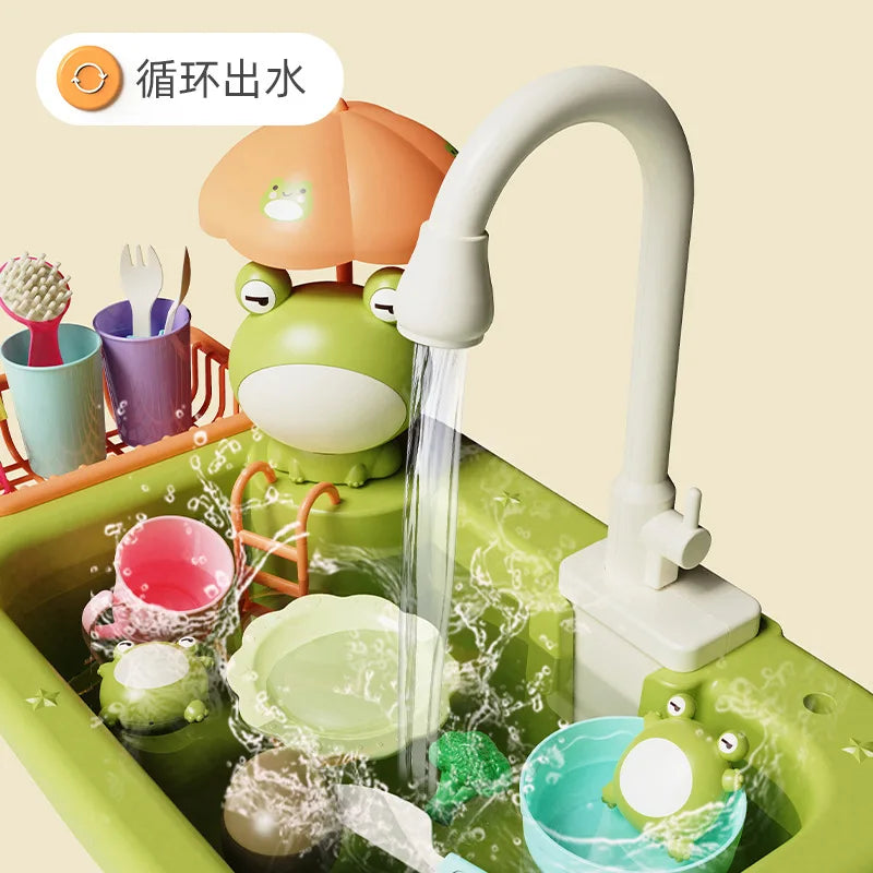 Electric Dishwasher Toy Set for Kids, Interactive Pretend Play Kitchen Sink with Sound, Multi-Color, Educational Role Play-4