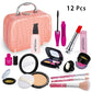 Kids Makeup Kit - Pretend Play Kit With Lipstick Nail Polish Eye Shadow In Leopard Case CE Certified Toy Back To School