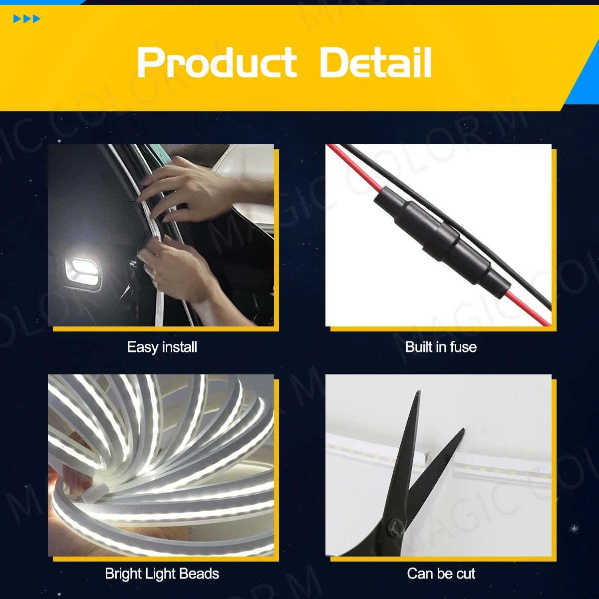 Flexible Water-Resistant Atmosphere Lamp Tesla 3 Y S X 2026 – 5M Car Interior LED Ambient Light Strip 12V