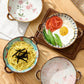 7.5 Ceramic Inch Noodle Bowl With Handles Floral Porcelain
