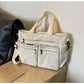 multi-pocket, casual commuter tote, oversized – Relaxed women's corduroy messenger bag