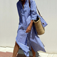 Variant image for Elegant Women's Striped Shirt Dress, Comfortable Casual Wear for Summer, Versatile Fit in Premium Fabric, Sizes S-XL-5