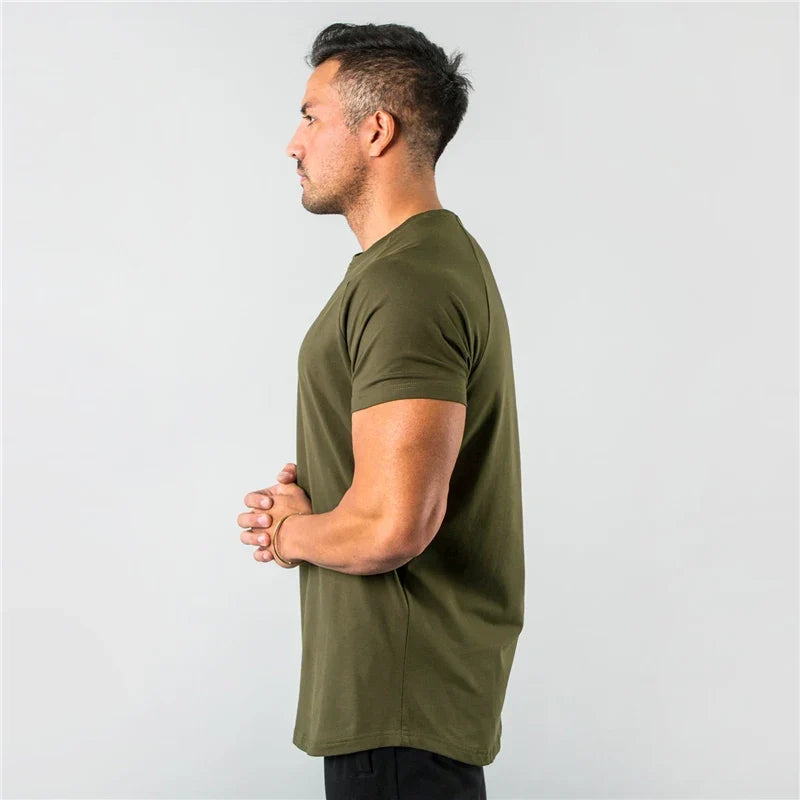 short sleeve, cotton blend, for workout & casual wear – Breathable slim fit men's gym t-shirt