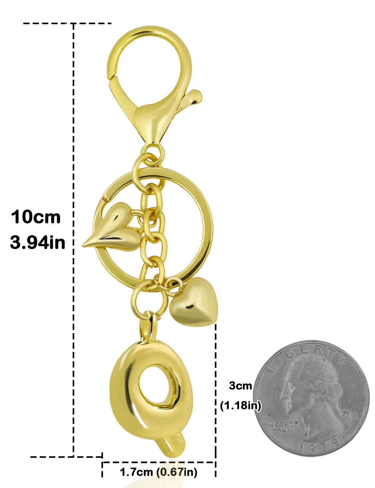 Keychain Personalized Gold Bubble Letter Bag Charm Gift