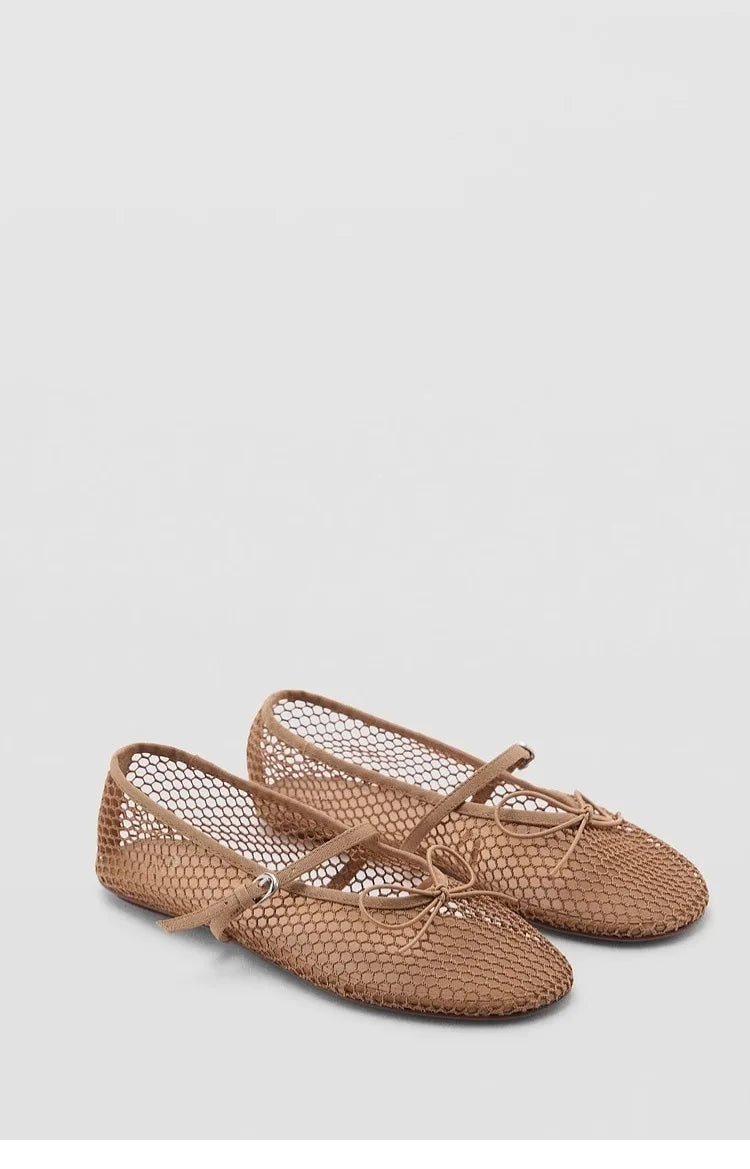 Women’s Breathable Ballet Flats - Mary Jane, Mesh, Summer