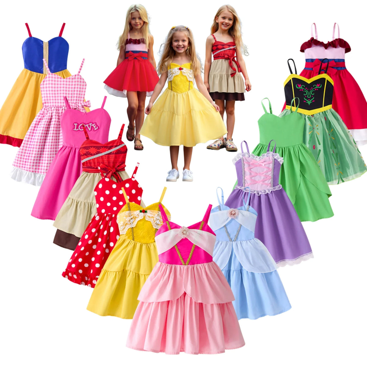 girls' Breathable dress - lace-up sling, sleeveless, flowy, polyester, for summer