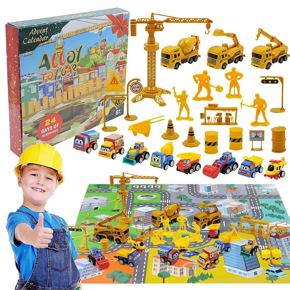Calendar Advent Car Toys Box Kids 24 Day Christmas Gift