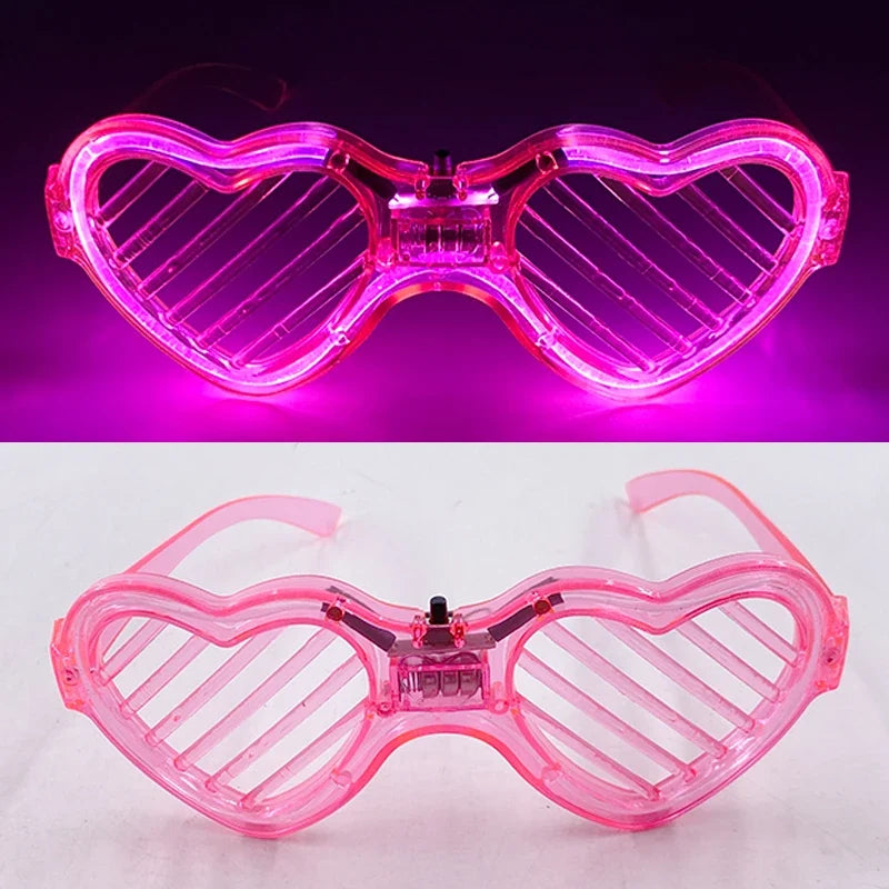 Up Light LED Glasses - 5 Colors Heart Shape Glow Party Supplies for Kids and Adults