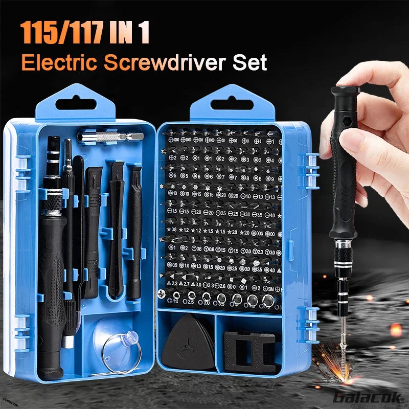 Motor-Driven Screwdriver Kit 115/117-In-1 - Multifunction Device Kit For Household PC And Phone Repair DIY Gift Idea