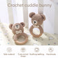 Bear Crochet Teether Rattle Ring Newborn Sensory Toys