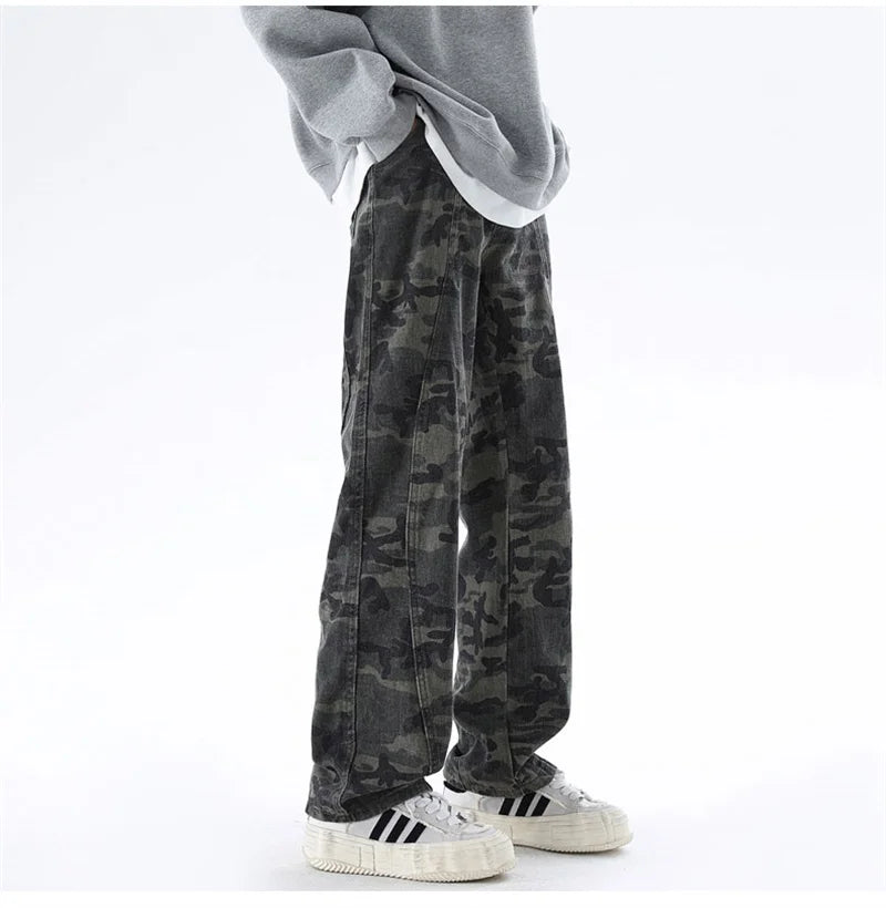 Men’s Oversized Cargo Jeans - Baggy Straight Denim Wear