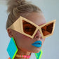 Cat Oversized Eye Sunglasses Women Red UV400 Shades Retro Gradient Fashion