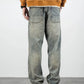 Men's Oversized Denim Jeans - Loose Straight Cut, Washed