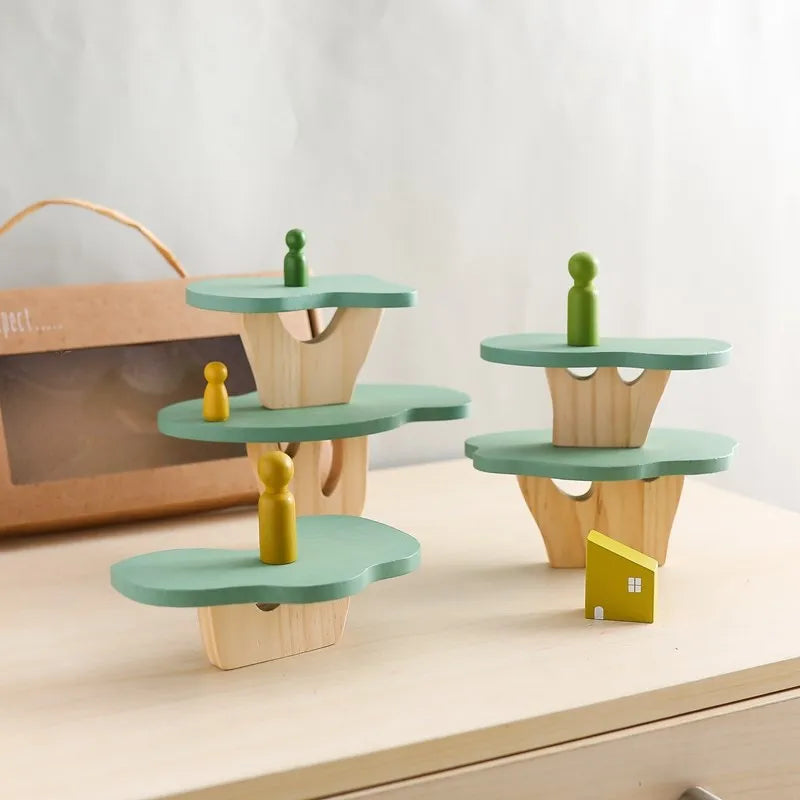 Stacking Montessori Toy Wooden Tree Block Stacker Kids Educational Fall 2025 Fine Motor Skills