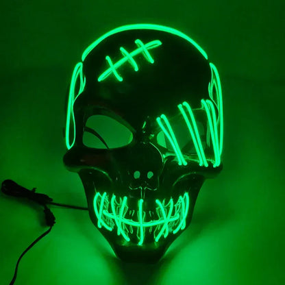 Glowing LED Skull Mask Full Face Halloween 2025 Cosplay