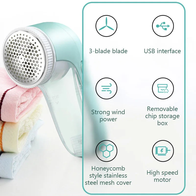 Household Clothes Motor-Driven Lint Remover USB Fabric Shaver Trimmer for Clothing Fluff Pellets