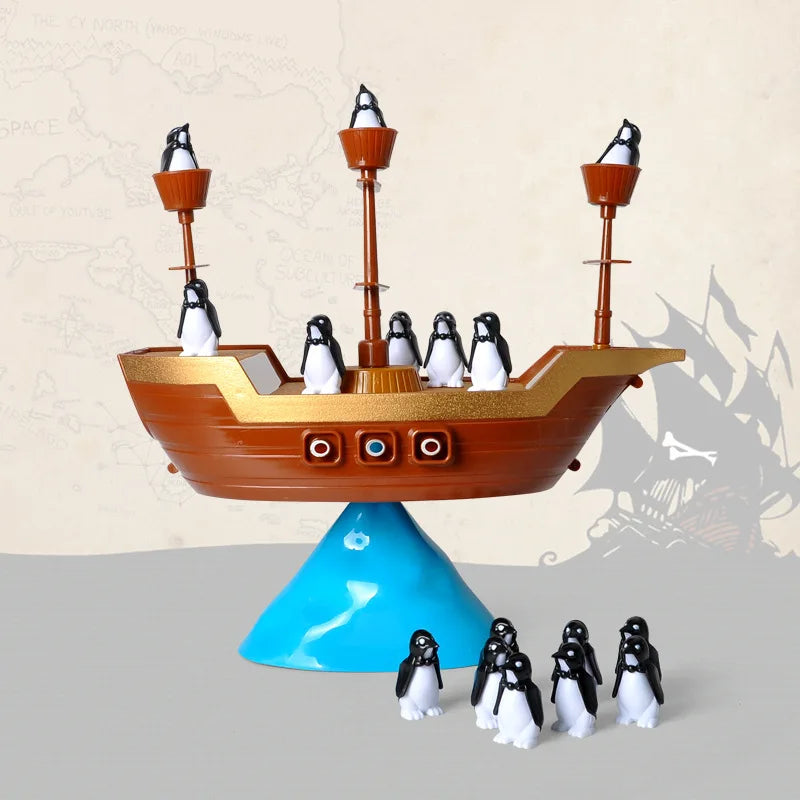Pirate Colorful Ship Balance Game - Fun Penguin Puzzle for Kids, Parent-Child Interaction, Ideal Birthday Gift