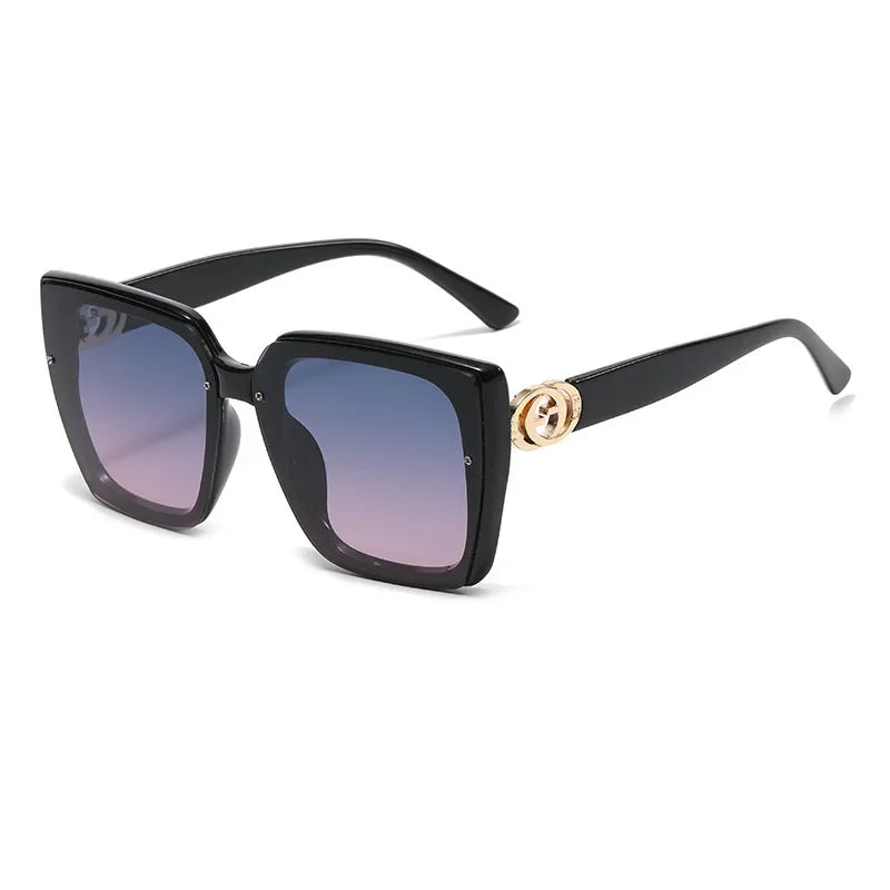Frame Large Square Sunglasses Women Designer UV400 Travel Eyewear Outdoor Fashion