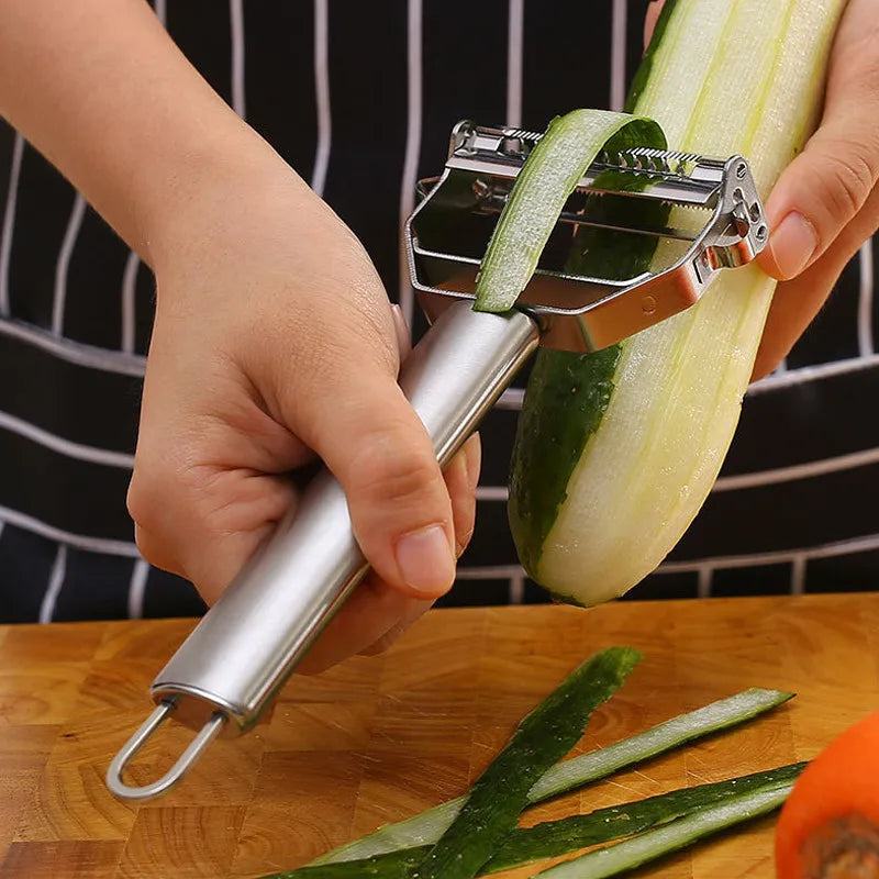 Multifunctional Stainless Steel Kitchen Peeler - Sturdy Vegetable and Fruit Slicer for Simple Household Use