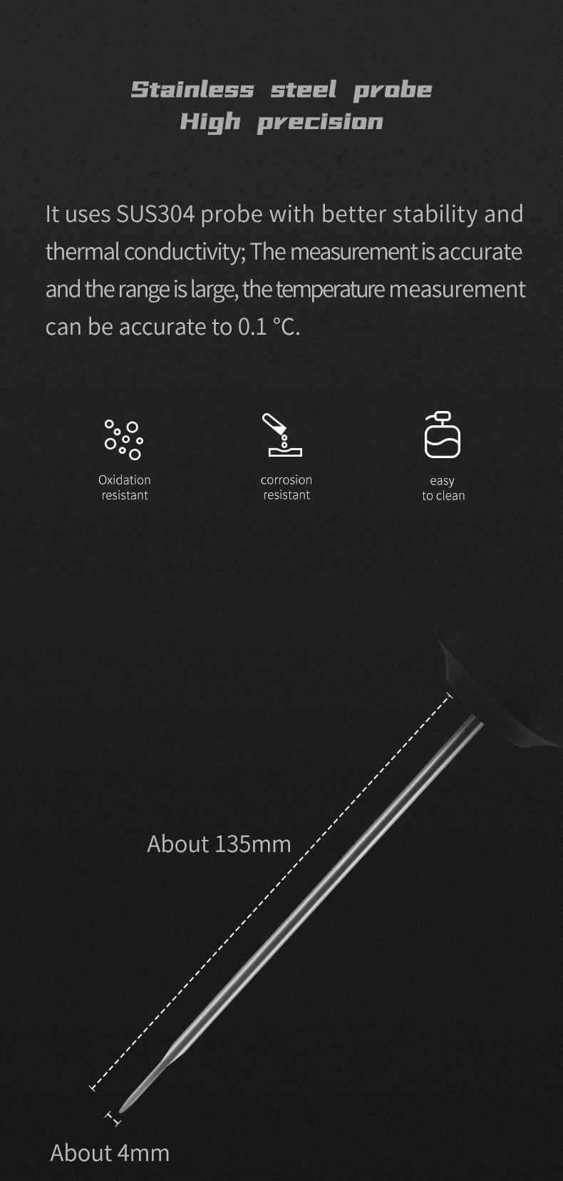 Read Instant Thermometer Metal Probe Kitchen Accurate BBQ
