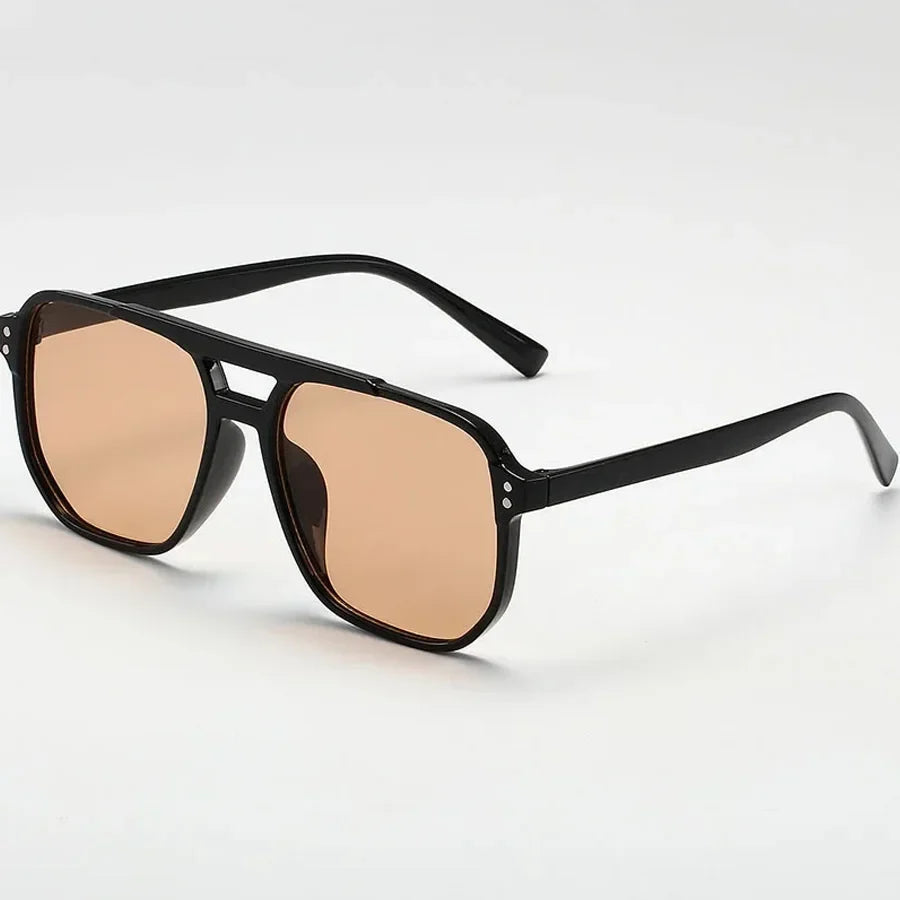 Square Retro Sunglasses - Black Polygonal Fashion Accessories for Gifts