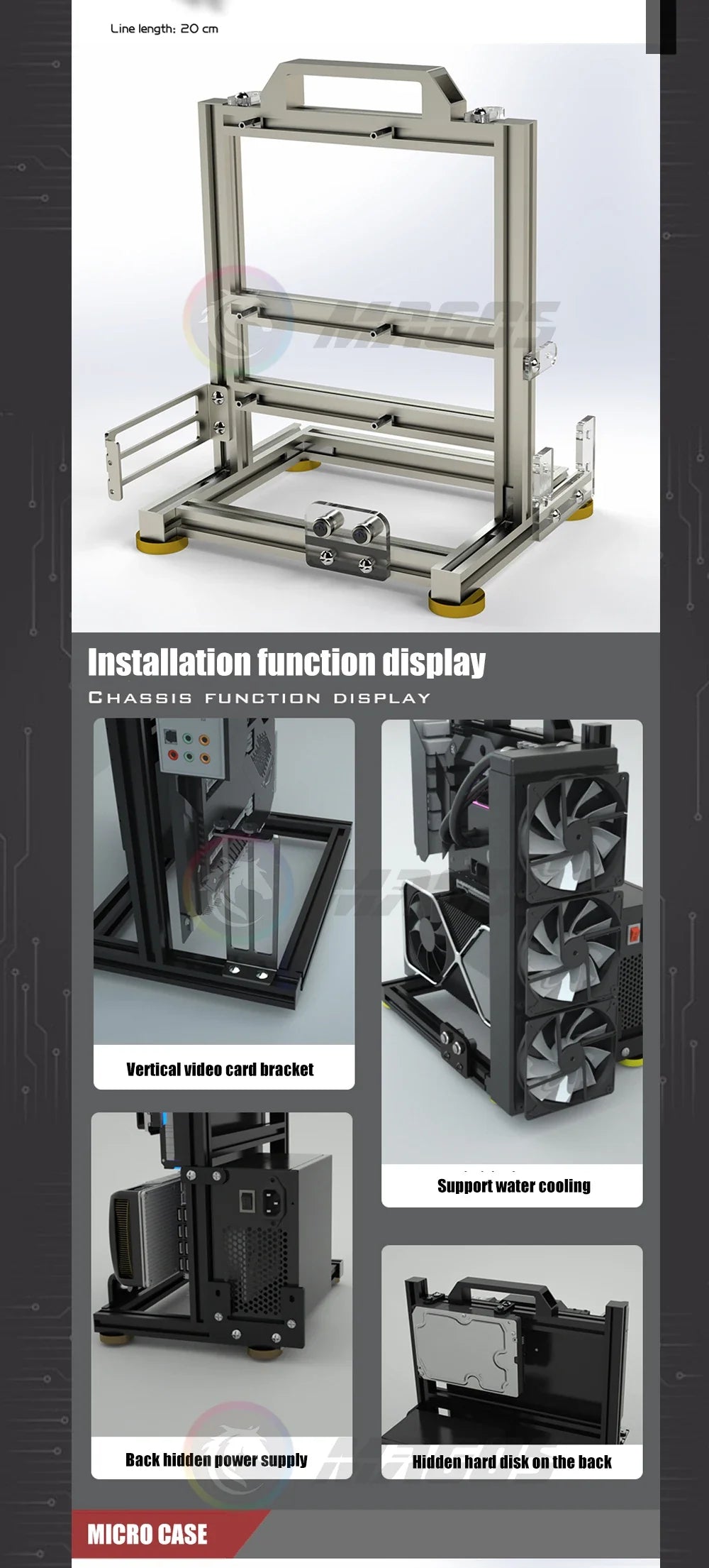 Frame Open PC Case Modular ATX MATX ITX Aluminum Rack