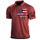 Light men's polo shirt - classic polo, 3D American flag print, casual everyday wear