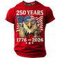 Plush unisex graphic tee - distressed flag print, 250-year design, durable cotton, casual everyday wear