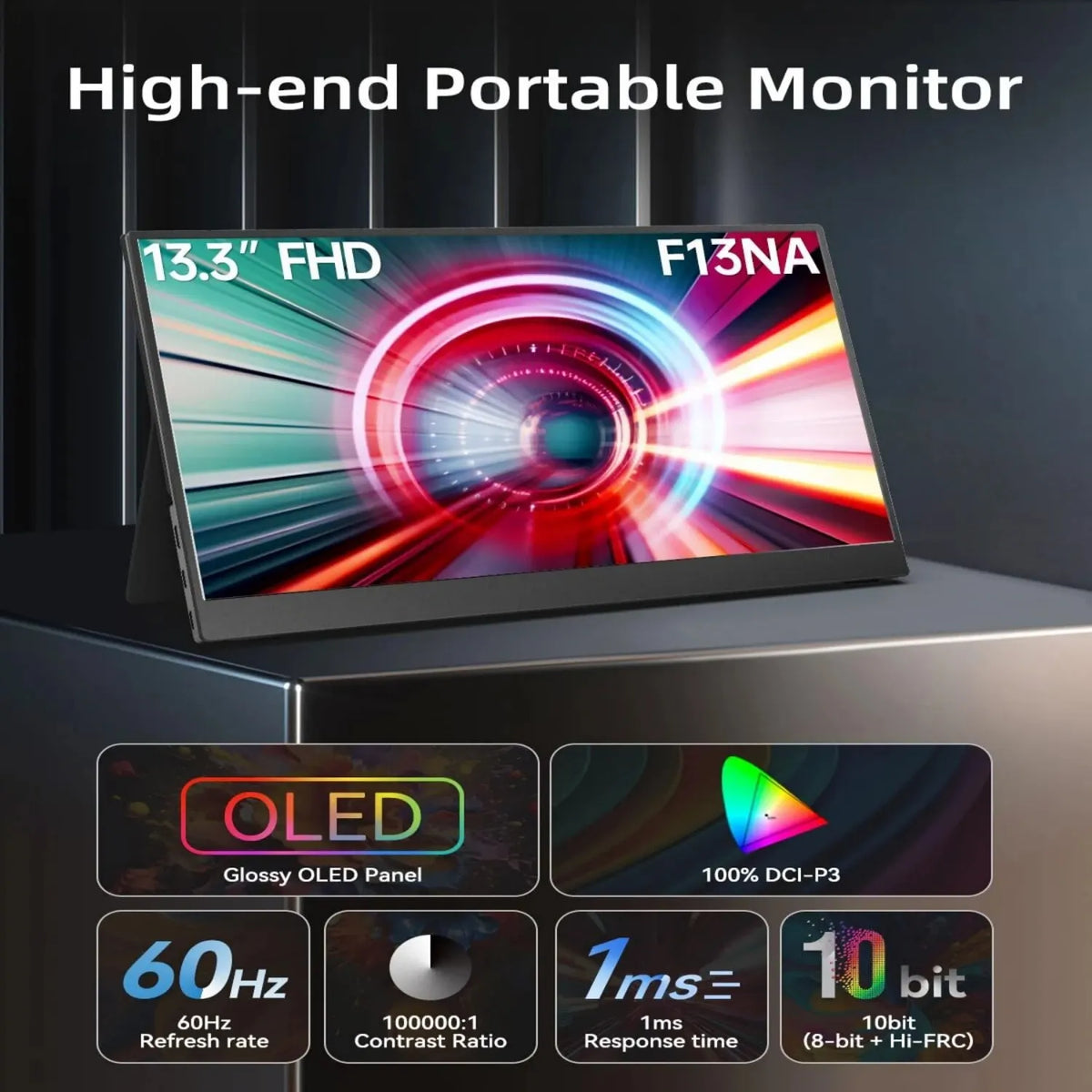 OLED 13.3 Inch Travel-Friendly Monitor 1ms HDR 100 Percent DCI P3