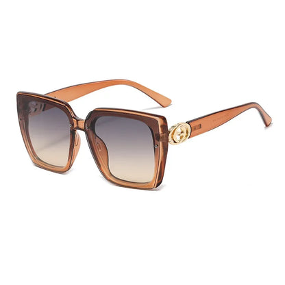 Frame Large Square Sunglasses Women Designer UV400 Travel Eyewear Outdoor Fashion