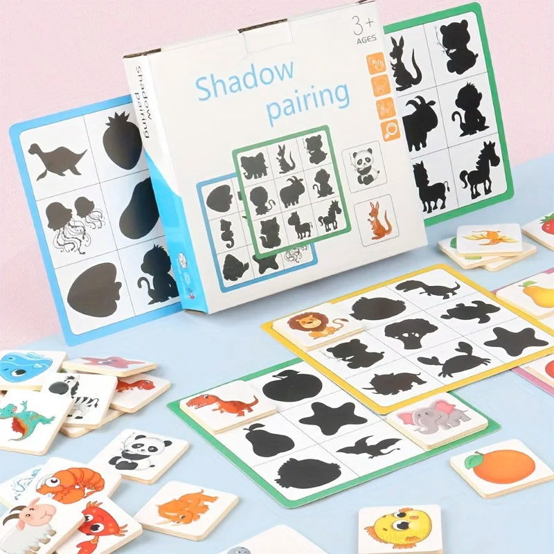 Montessori Wooden Shape Puzzle for Kids - Educational Animal and Fruit Matching Game