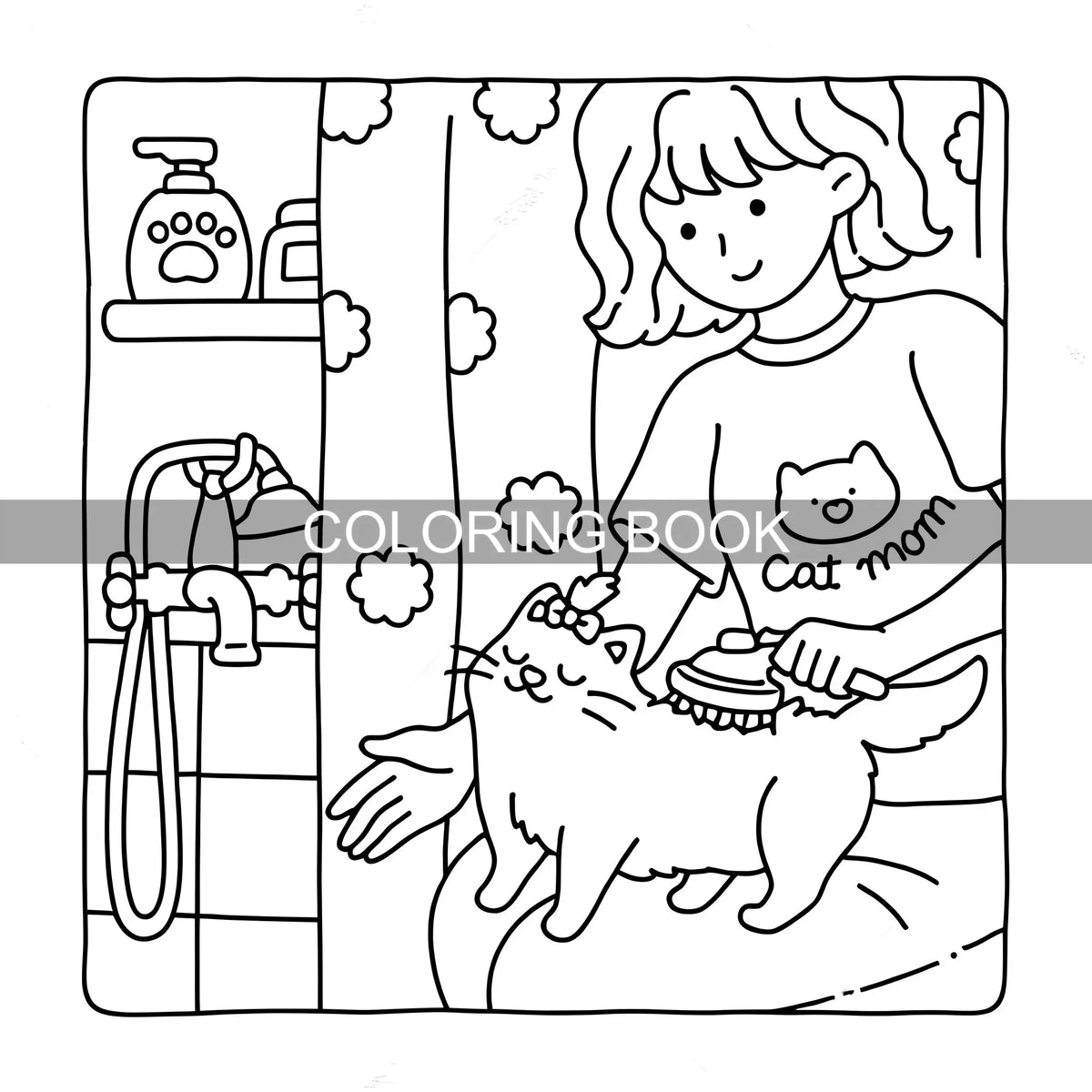 Book Coloring 24-Page Cat Family Life Scenes Relaxation Easter Gift Idea For Stress Relief