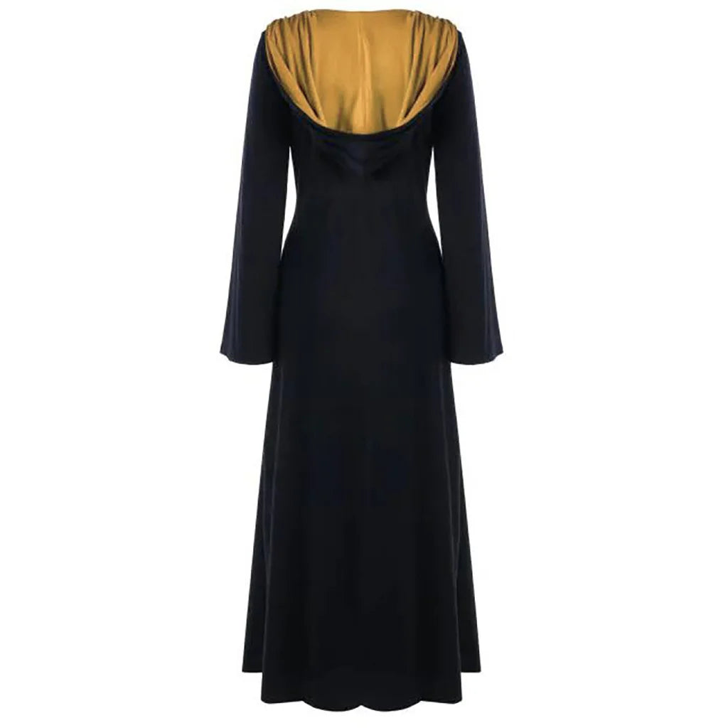 Women's Lace-Up Hooded Medieval Vampire Witch Cloak Robe - Great Halloween Costume for Themed Events