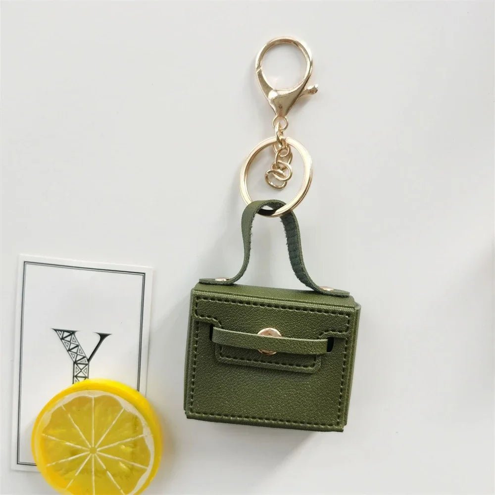 Free 1+1 Birkin Inspired Mini Hand Bag - Solid Color PU Leather Coin Bag Keychain Charm