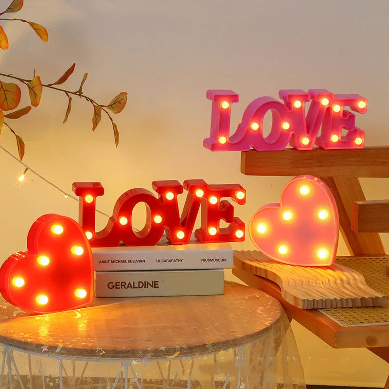 Romantic Love LED Lamp - Battery-Operated Night Light, Great Valentine's Day Gift for Weddings, Parties, and Household Decor