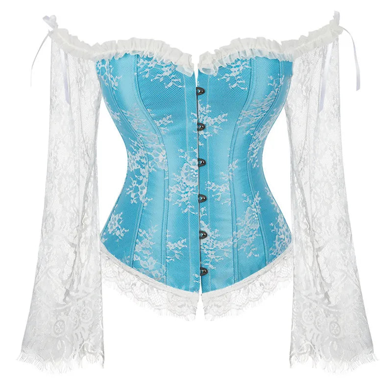 Women's Supportive Corset Top - Off Shoulder, Lace Satin