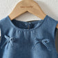 Plush girls' dress - round-neck sleeveless, bow-accented a-line, polyester, casual summer wear