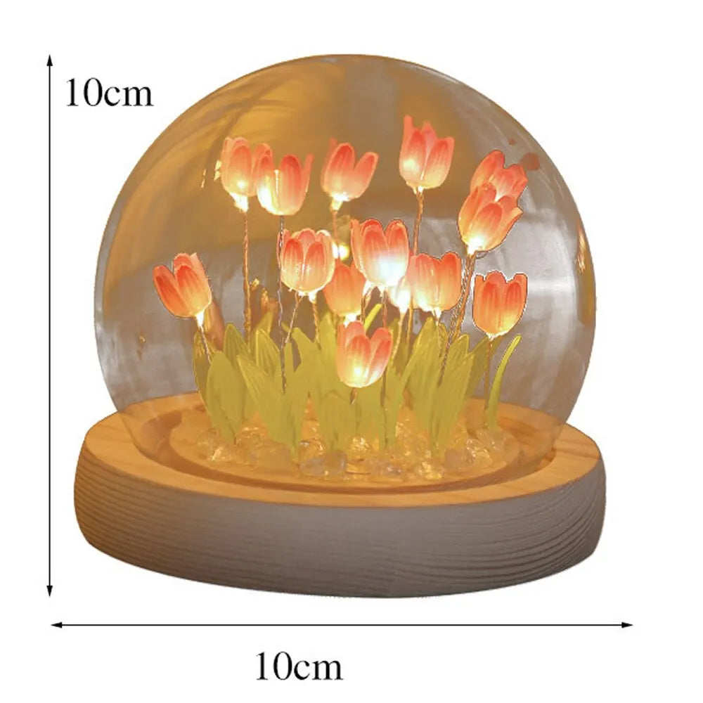 Handmade LED Tulip Flower Night Light - DIY Decorative Lamp for Bedroom, A Great Valentine's Day Gift