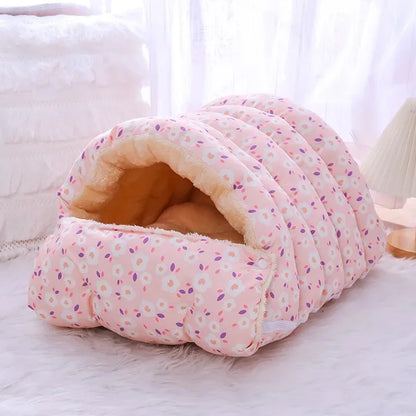 Cat Bed Cocoon Plush Coral Fleece Nest Indoor Winter 2025 Cozy Snuggly Warm Retreat For Cats