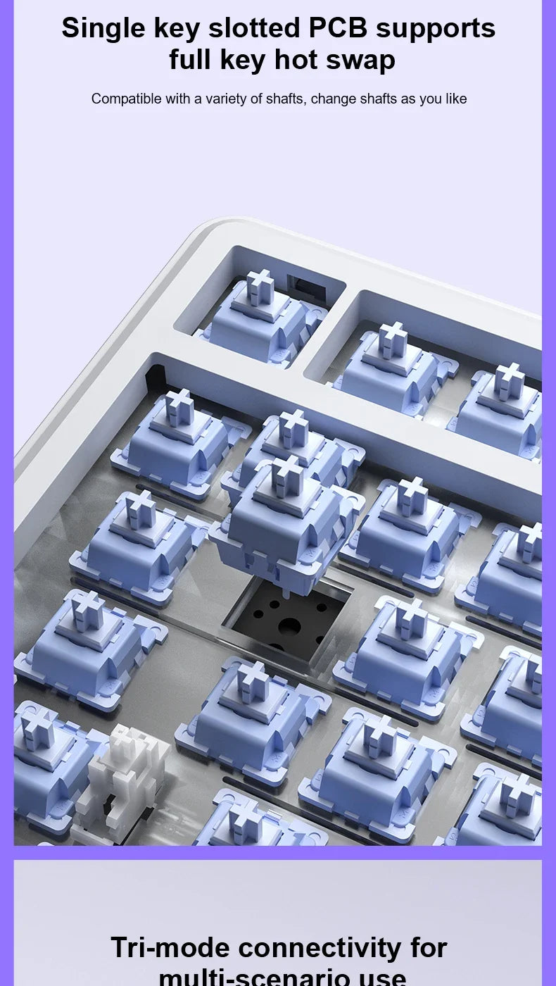 Gaming Mechanical Keyboard 75% Hot Swap RGB TFT Cordless