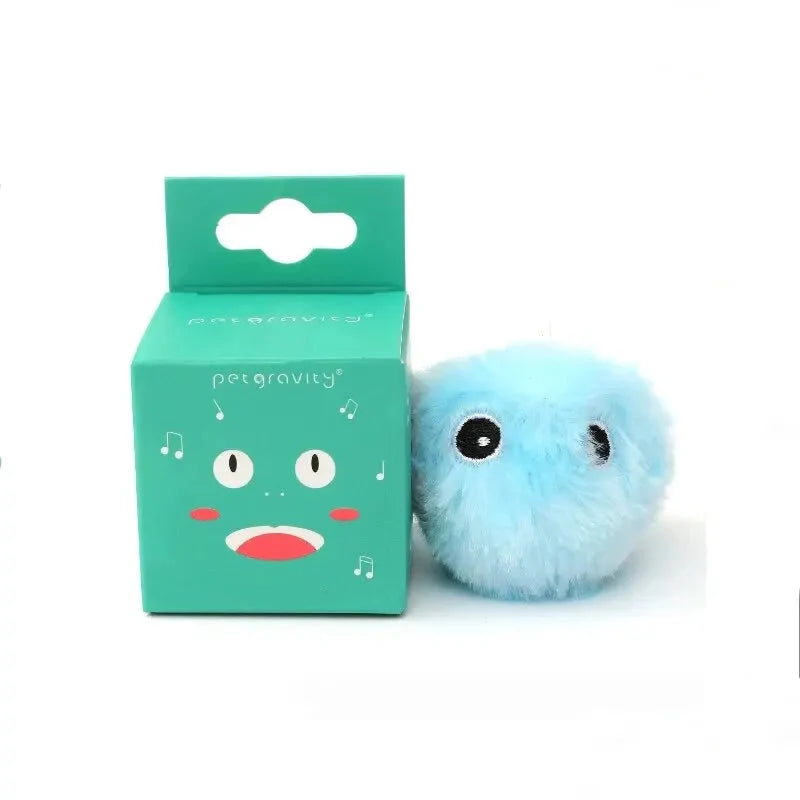 Interactive Cat Toy Ball - Plush Motor-Driven Catnip Training Squeak Sound Toy for Kittens