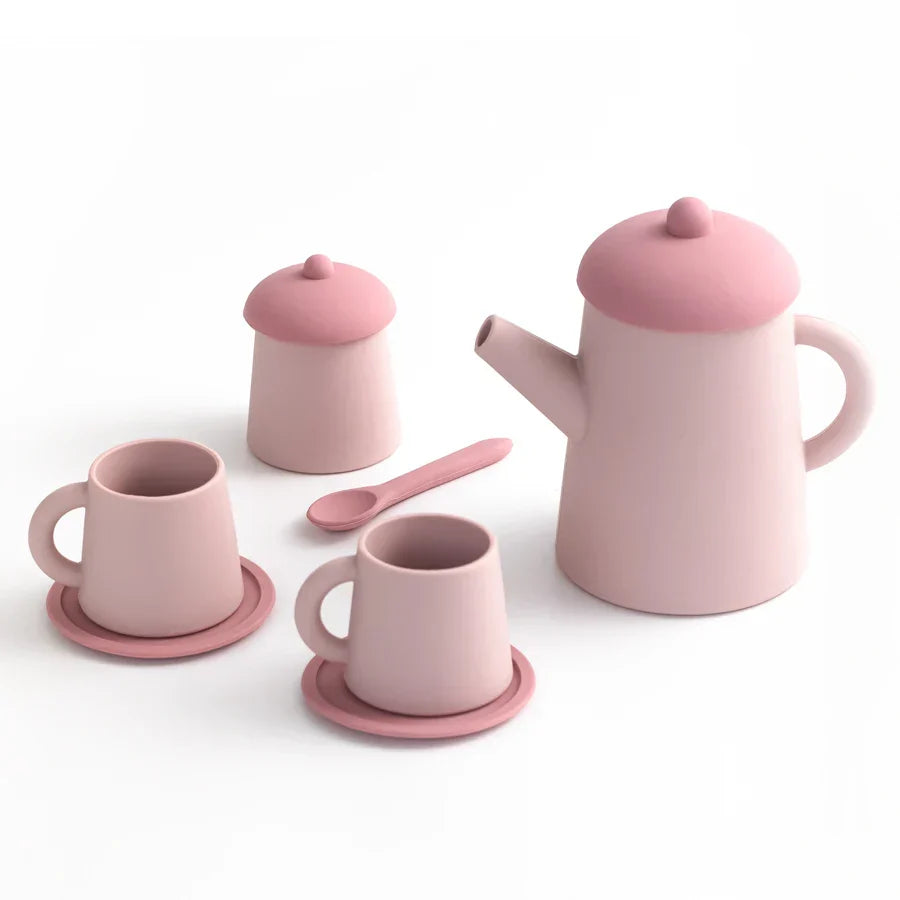 Miniature Tea Kit Plush Silicone Pretend Play Tableware Kids Toy Back To School 2025 Imaginative Play Gift