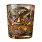 Whiskey Patriotic Glass Hand Blown Eagle Glassware USA 250th Anniversary Rotating Cup Gift Idea